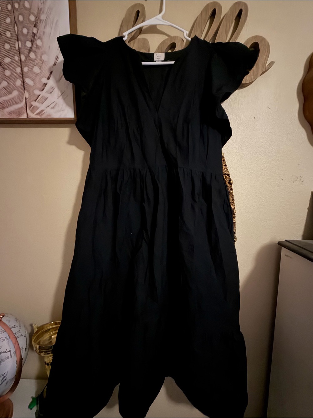 a new day Black Midi Dress with Flutter Sleeves